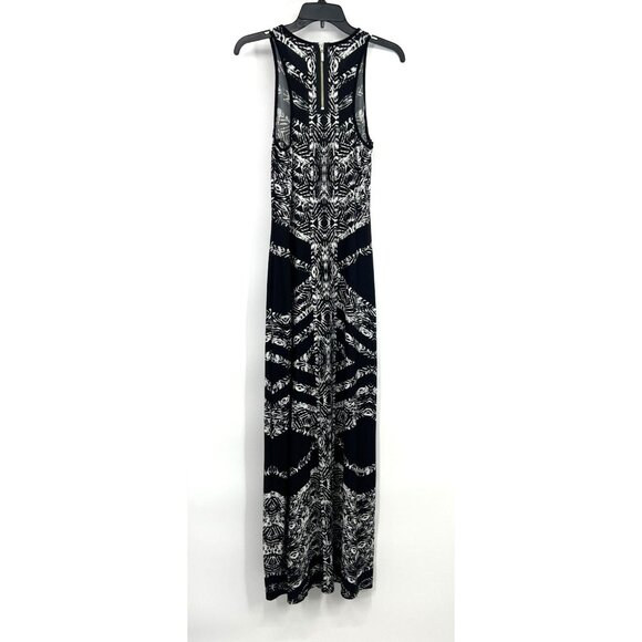 Bisou Bisou Maxi Dress Black Printed Sleeveless Stretch - Picture 7 of 10